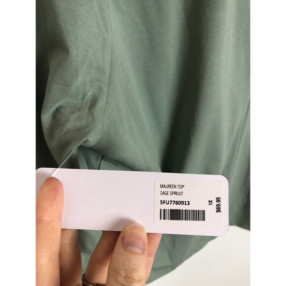 NWT Soft Surroundings Maureen Sage Sprout Green Square Neck Top Women's plus 1X - Picture 7 of 11